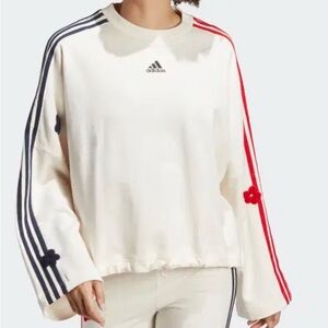 Adidas Women's Cream Sweatshirt with Red and Black flowers